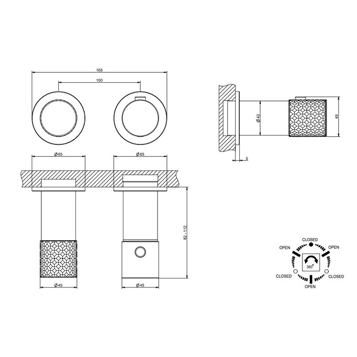 Gessi Смеситель для душа, встраиваемый, термостатический, с переключателем на 3 положения, Habito Intreccio, 70136#706 цвет: black metal pvd