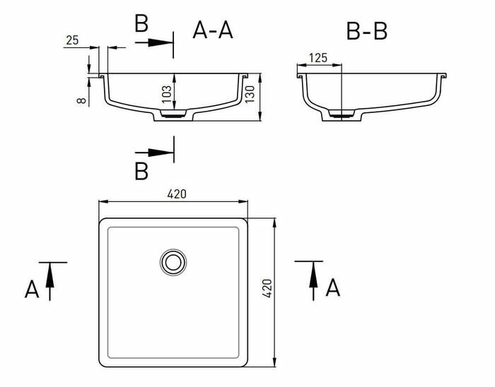 Salini раковина 42x42, marea, 1802207mrf цвет: матовый белый