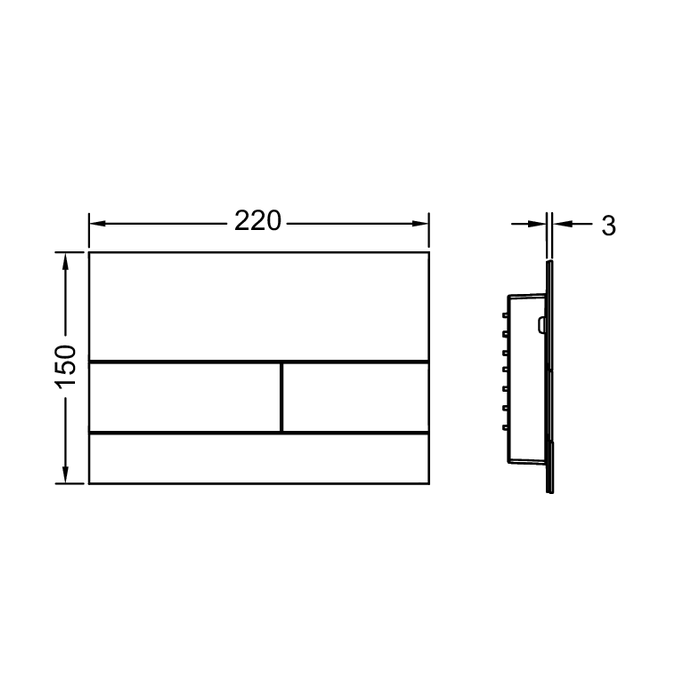 TECE панель смыва с двумя клавишами металлическая, нержавеющая сталь, сатин*, square ii - 9240830