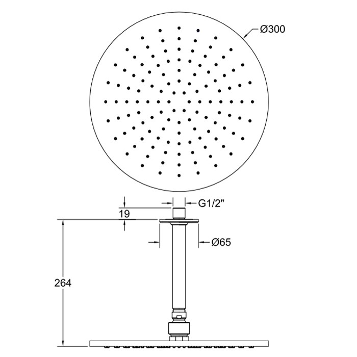 Gessi Потолочная душевая головка шарнирная с защитой налёта, 1/2", d300 мм, Inciso, 58250#299 цвет: black xl