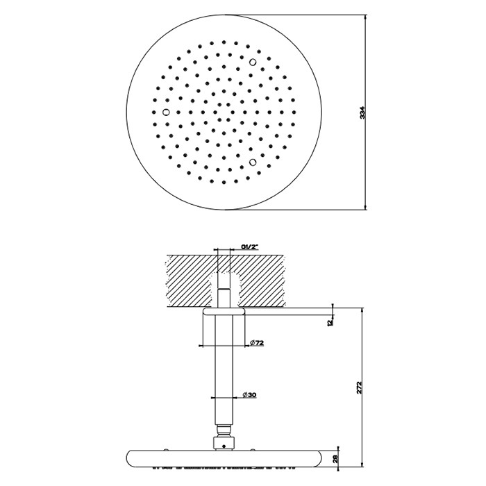 Gessi Верхний душ для потолочного крепления d306мм, Goccia, 33766#031 цвет: хром