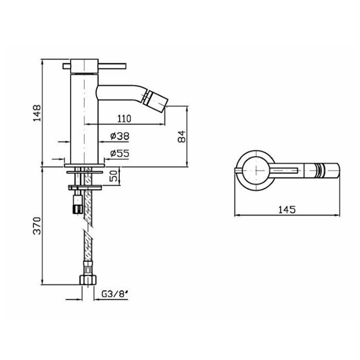 Zucchetti смеситель для биде, на 1 отв., helm, brushed total black pvd арт. zhe378.xp81