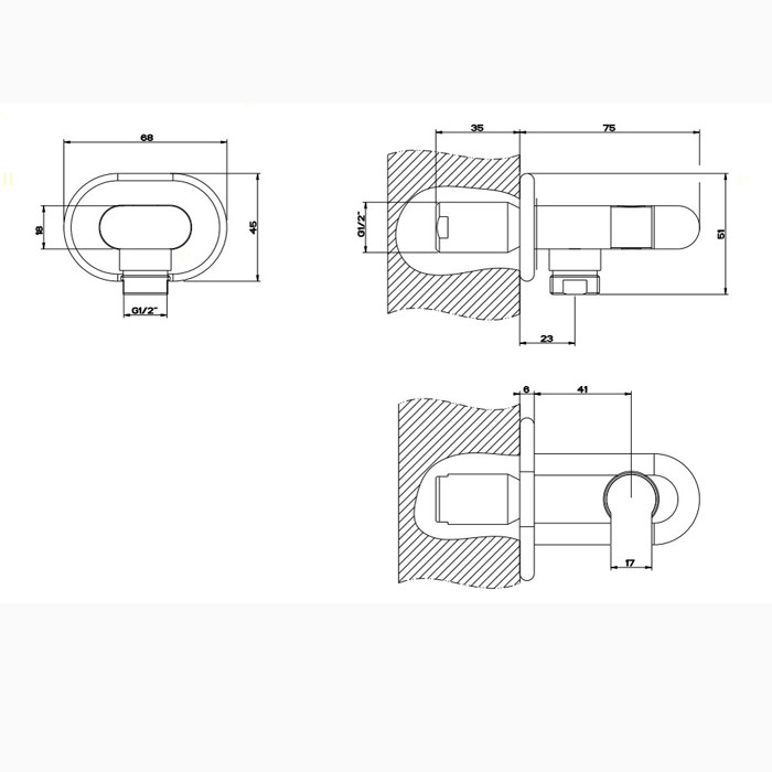 Gessi Держатель душевой лейки с выводом воды на 1/2”, Goccia, 33761#279 цвет: белый