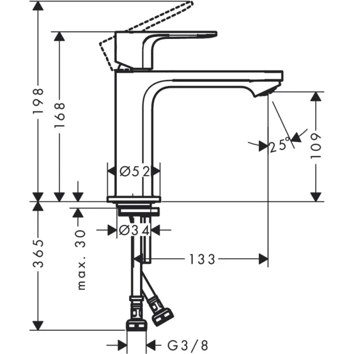Hansgrohe смеситель для раковины без донного клапана coolstart, Rebris S, черный арт. 72520670