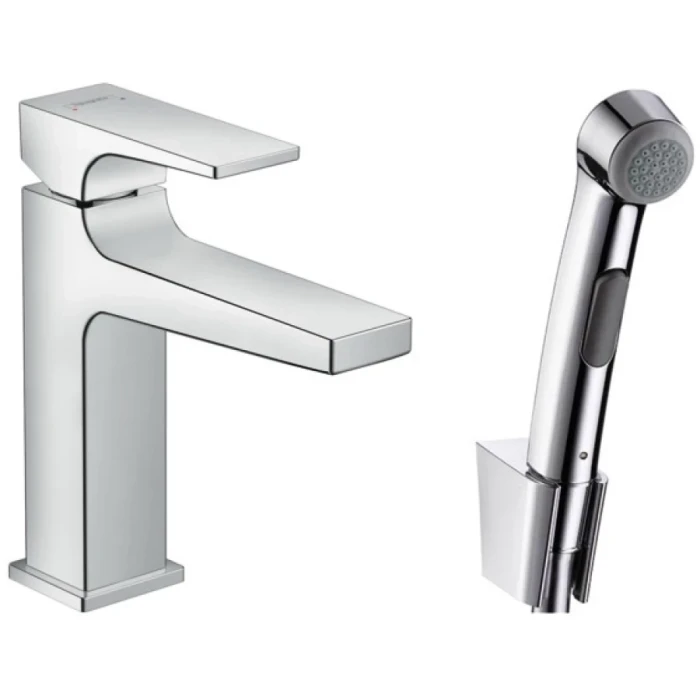 Hansgrohe смеситель для раковины с гигиеническим душем с донным клапаном, Metropol, хром арт. 32522000