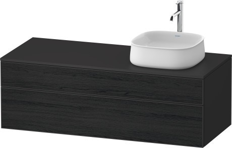 Duravit тумба подвесная с вырезом под раковину справа 550 мм х 1300 мм х 442 мм, zencha, ze4822r16800000 цвет: чёрный дуб/графит суперматовый