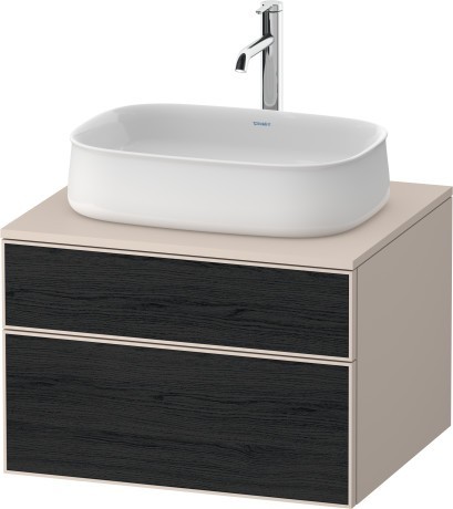 Duravit тумба подвесная с вырезом под раковину 550 мм х 650 мм х 442 мм, zencha, ze4820016830000 цвет: чёрный дуб/серо-коричневый суперматовый