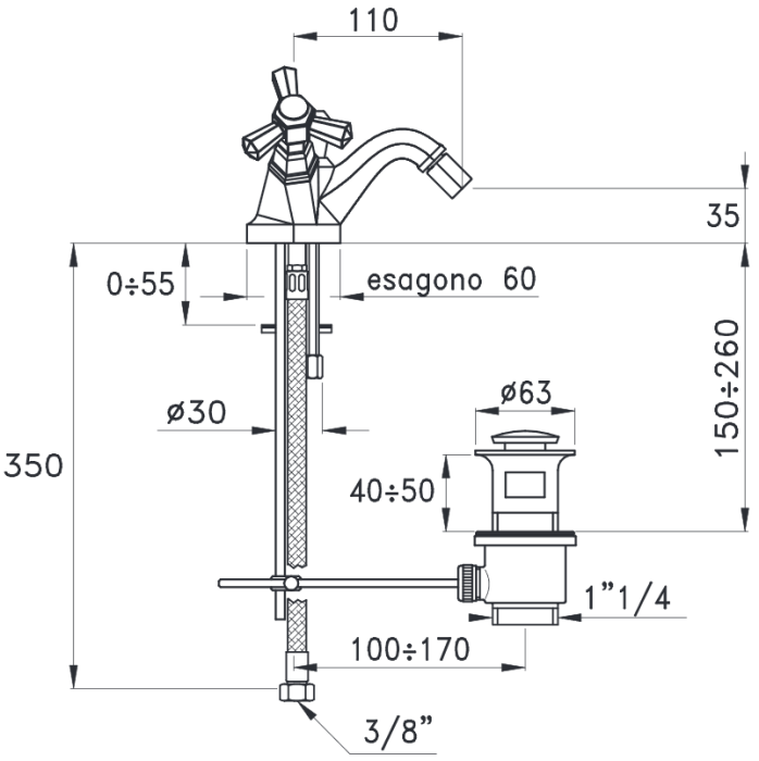 Stella смеситель для биде, eccelsa, хром арт. ec00204cr00