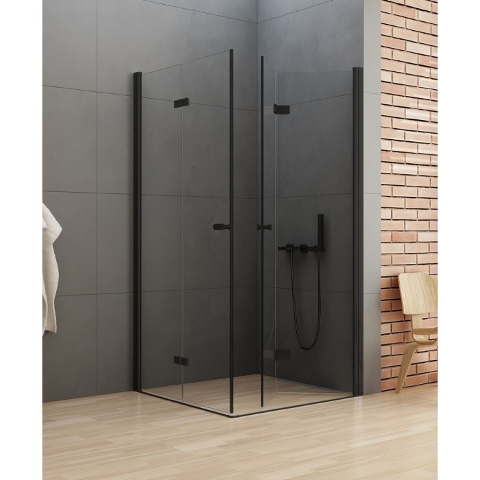 Душевое ограждение складные 2d 100x70x195, New trendy New soleo black, черный арт. D-0236A/D-0237A