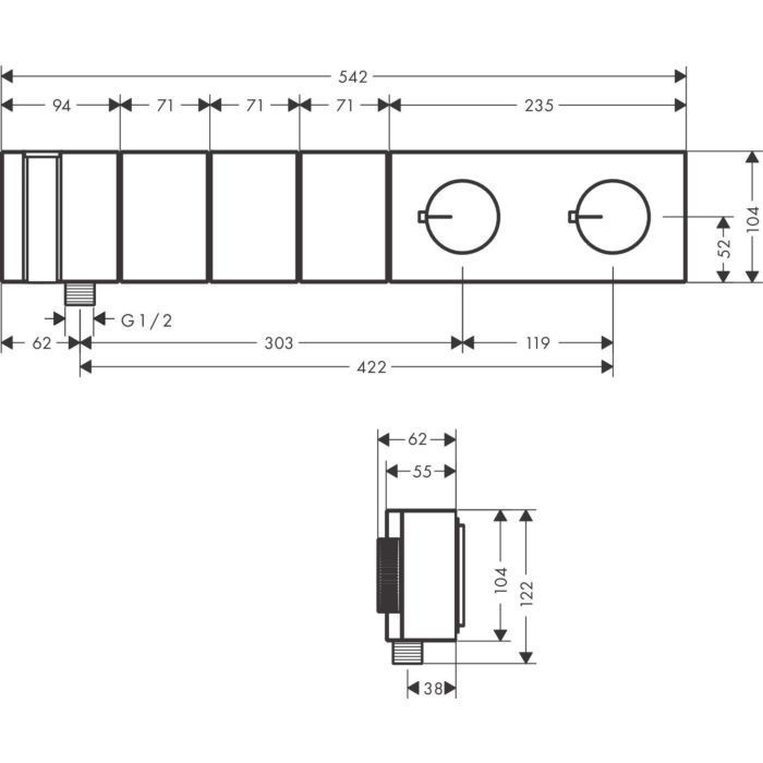 AXOR термостат для душа, Edge, красное золото арт. 46710300