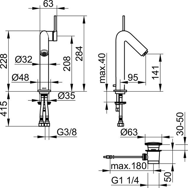 Keuco смеситель для раковины s высота 150 мм, plan s, хром арт. 52902 010000