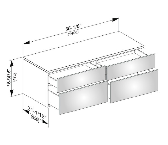 Keuco тумба боковая подвесная с четырьмя выдвижными фронтальными ящиками, edition 400, белый арт. 31767 380000