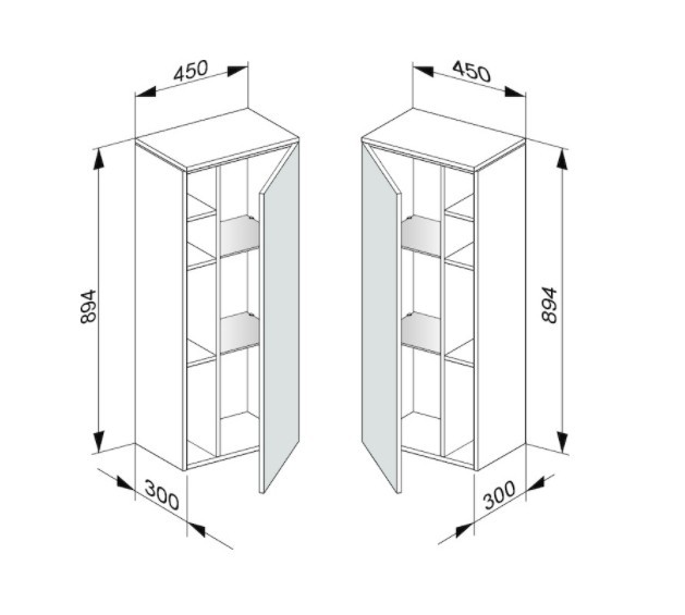 Keuco шкаф средний подвесной петли слева, edition 400, дуб антрацит арт. 31725 860001