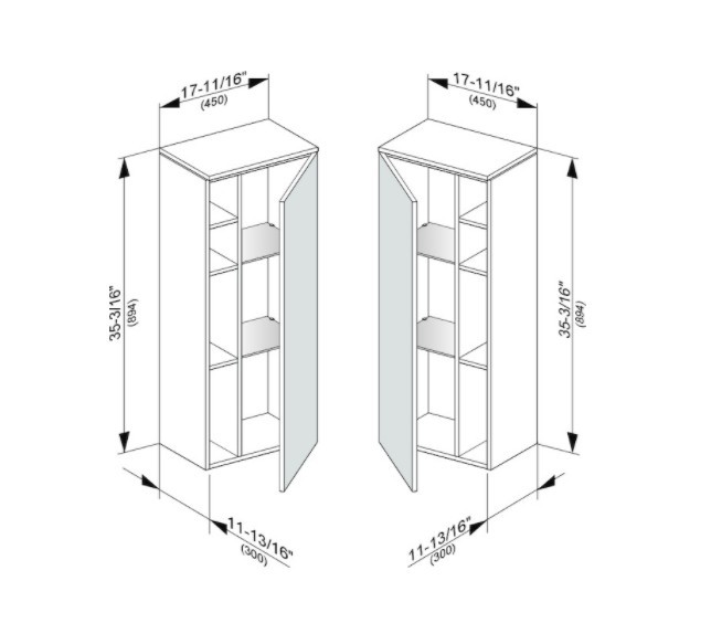 Keuco шкаф средний подвесной петли слева, edition 400, дуб антрацит арт. 31725 860001