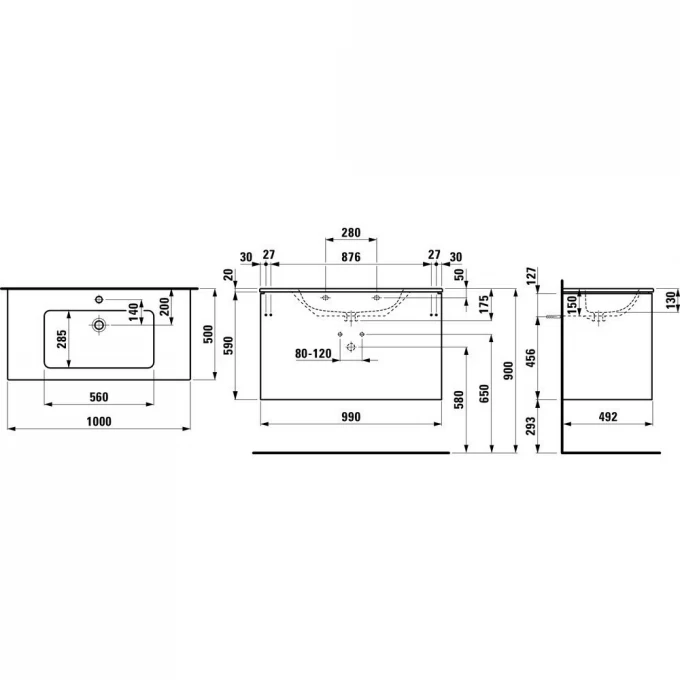 LAUFEN тумба с раковиной 100, PRO S - 8.6496.2.260.104.1