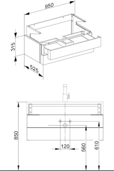 Keuco тумба под раковину 950x315x525 мм 2 ящика, edition 300, арт. 30384 383800