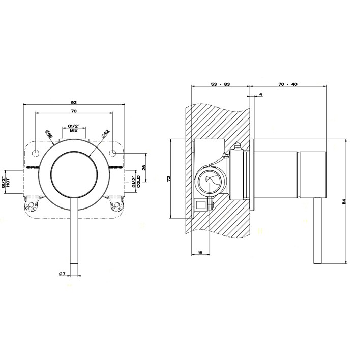 Gessi Встраиваемый однорычажный смеситель, на 1/2", картридж ?35 мм,одна позиция. цвет: шлифованная сталь, Shower316, 54019#239 цвет: шлифованная сталь