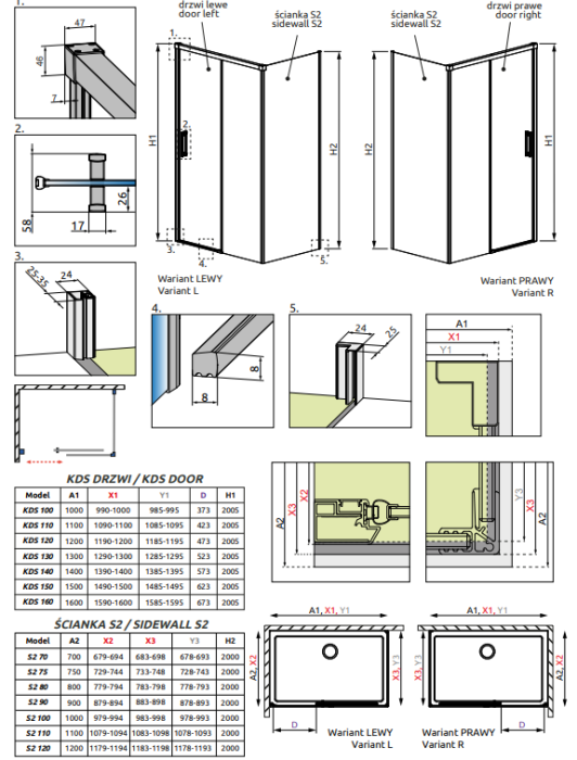 Radaway душевая кабина kds 120x130 с раздвижной дверью открывание: направо, Idea - KDS120130R