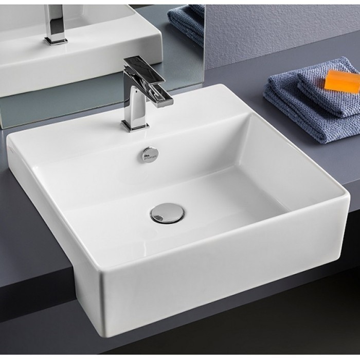 ArtCeram раковина (полувстраиваемая), qul004 01 00 quadro цвет: белый глянцевый