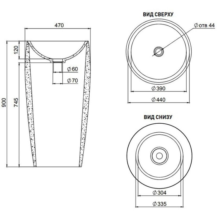 Salini раковина напольная 47x47, armonia, 130113g цвет: глянцевый белый