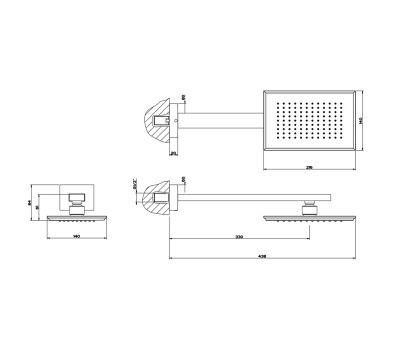 Gessi Верхний душ для настенного крепления, Eleganza, 46148#706 цвет: черный металлик