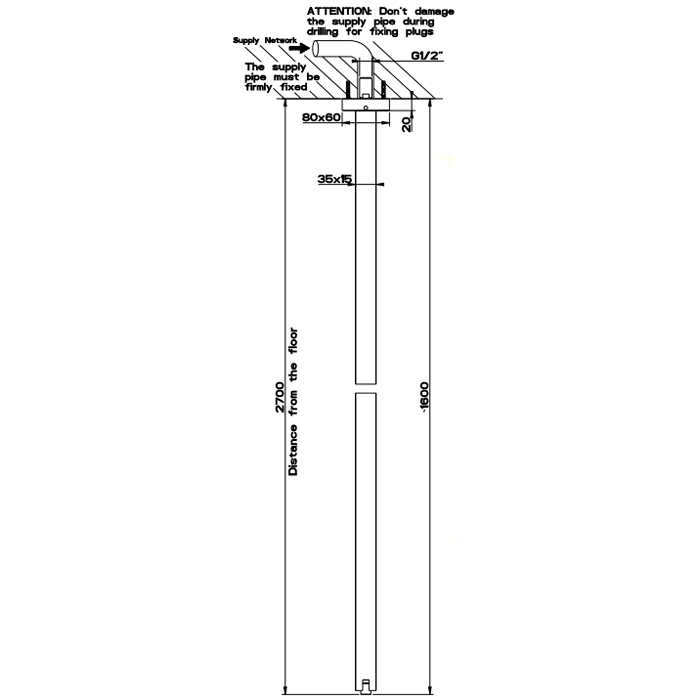 Gessi Излив потолочный, для монтажа с удаленным управлением (не входит в комплект), Rettangolo, 20099#031 цвет: хром