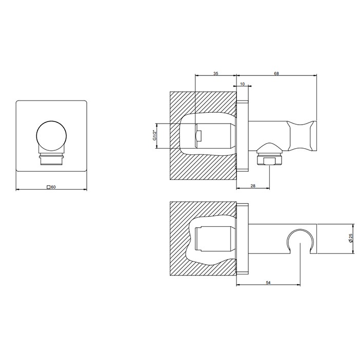 Gessi Вывод воды с держателем для душевой лейки на 1/2", Rilievo, 59161#299 цвет: nero xl