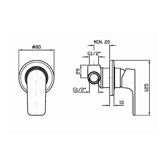 Zucchetti встроенный однорычажный смеситель для душа, wind, хром арт. zwn129 r99499
