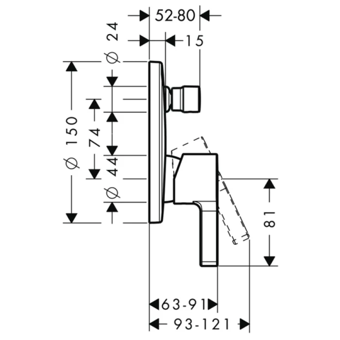 Hansgrohe смеситель для ванны, Metris S, хром арт. 31465000