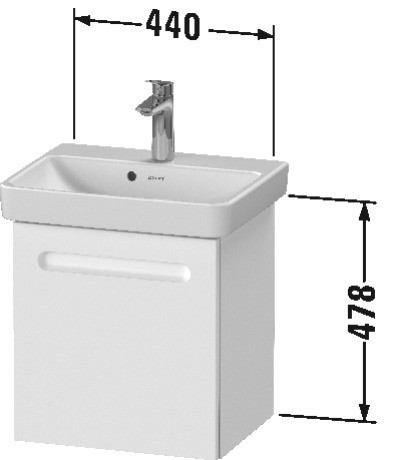 Duravit тумба подвесная петли слева, 440 мм х 386 мм, no.1, n14267l18180000 цвет: gres pietra grey opaco