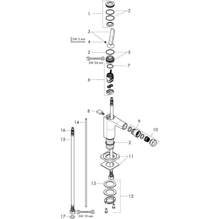 AXOR смеситель для биде, Citterio E, сталь арт. 36120800