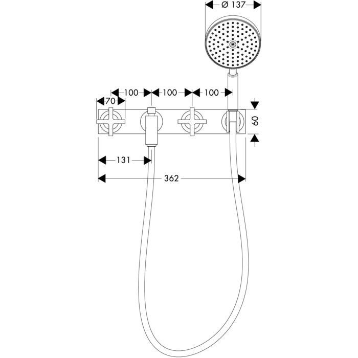 AXOR смеситель для ванны, настенный с панелью, Citterio, шлифованное красное золото арт. 39441310