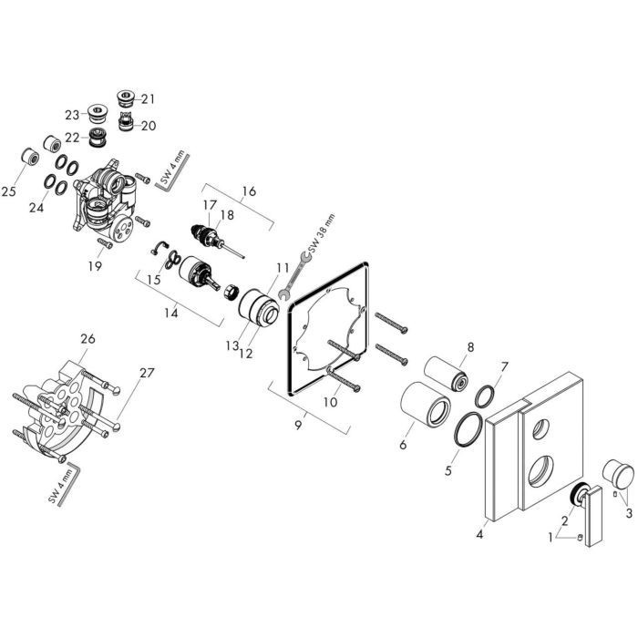 AXOR смеситель для ванны, Edge, красное золото арт. 46420300