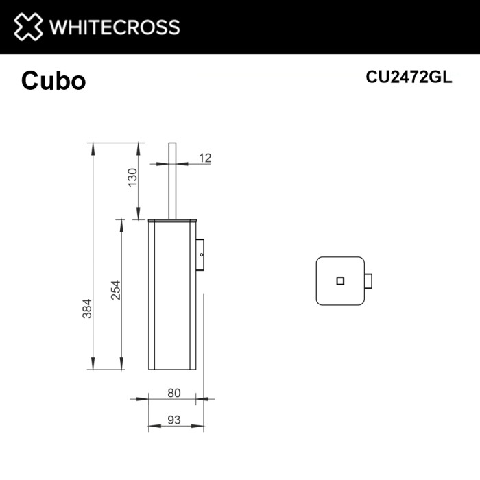 Ершик для унитаза, подвесной, Whitecross Cubo gold, золото арт. CU2472GL