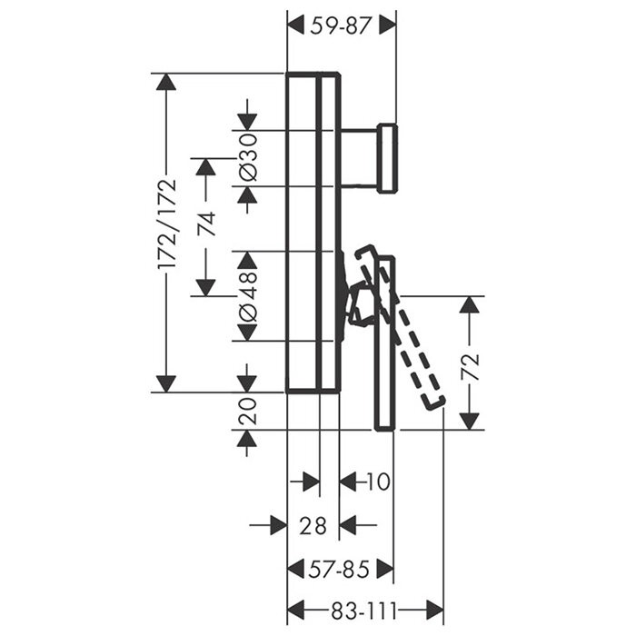 AXOR смеситель для ванны, Edge, хром арт. 46421000