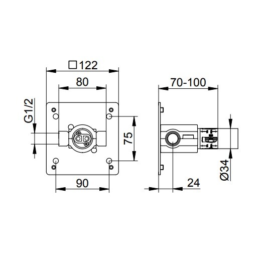 Keuco встраиваемая функциональная часть для однорычажного настенного смесителя для умывальника, ixmo, арт. 59916 000075