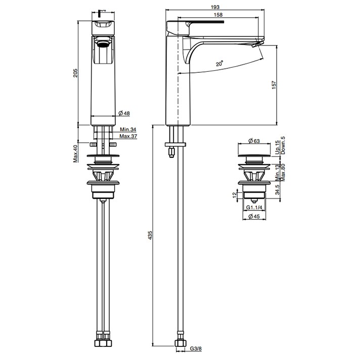 Fima Carlo Frattini смеситель для раковины, на 1 отв., высокий h20.5см., mast, золото арт. f3131lns.es