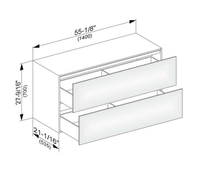 Keuco тумба боковая подвесная с двумя выдвижными фронтами, с внутренней светодиодной подсветкой, edition 11, белый арт. 31327 300100