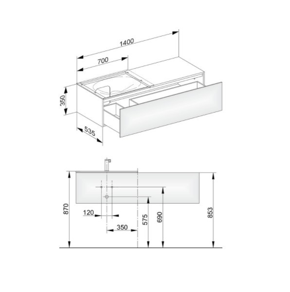 Keuco тумба подвесная под раковину слева с одним выдвижным фронтом, edition 11, дуб светлый арт. 31165 890000