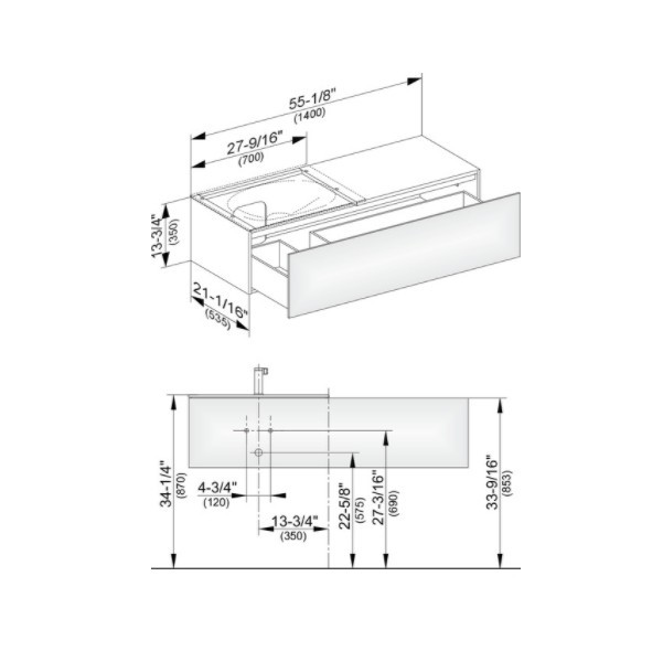 Keuco тумба подвесная под раковину слева с одним выдвижным фронтом, edition 11, дуб светлый арт. 31165 890000