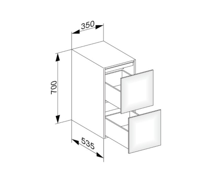 Keuco боковая тумба 350 мм х 700 мм, с двумя выдвижными фронтами, с внутренней светодиодной подсветкой, edition 11, антрацит арт. 31321 110100