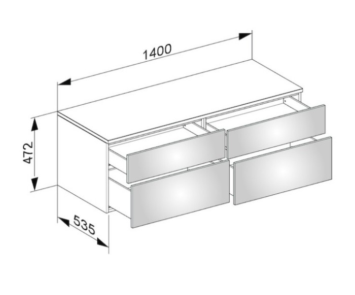 Keuco тумба боковая подвесная с четырьмя выдвижными фронтальными ящиками антарцит, edition 400, антрацит арт. 31767 390000