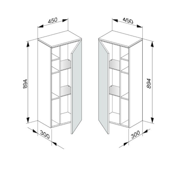 Keuco шкаф средний подвесной петли слева, edition 400, белый арт. 31725 400001