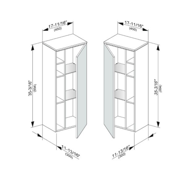 Keuco шкаф средний подвесной петли слева, edition 400, белый арт. 31725 400001