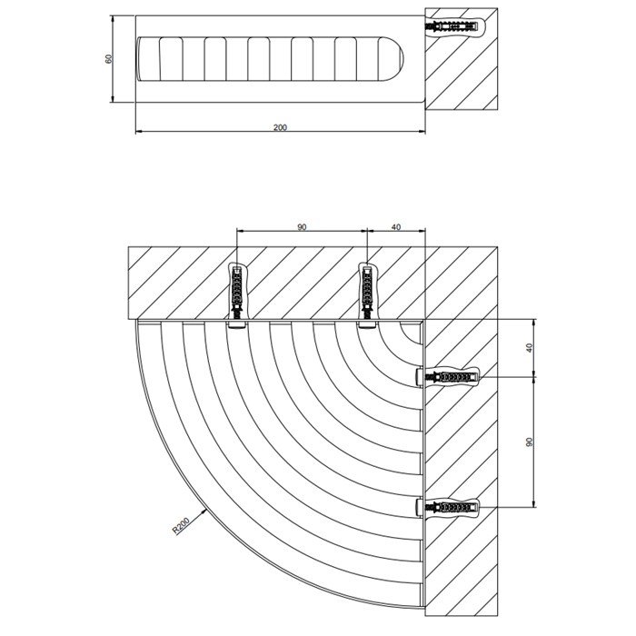Gessi Полка угловая 20х20 см., подвесная, Rilievo, 59561#031 цвет: хром