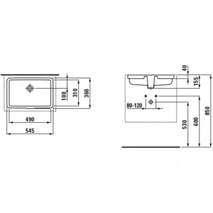 LAUFEN раковина 54x36, LIVING - 8.1243.1.000.109.1