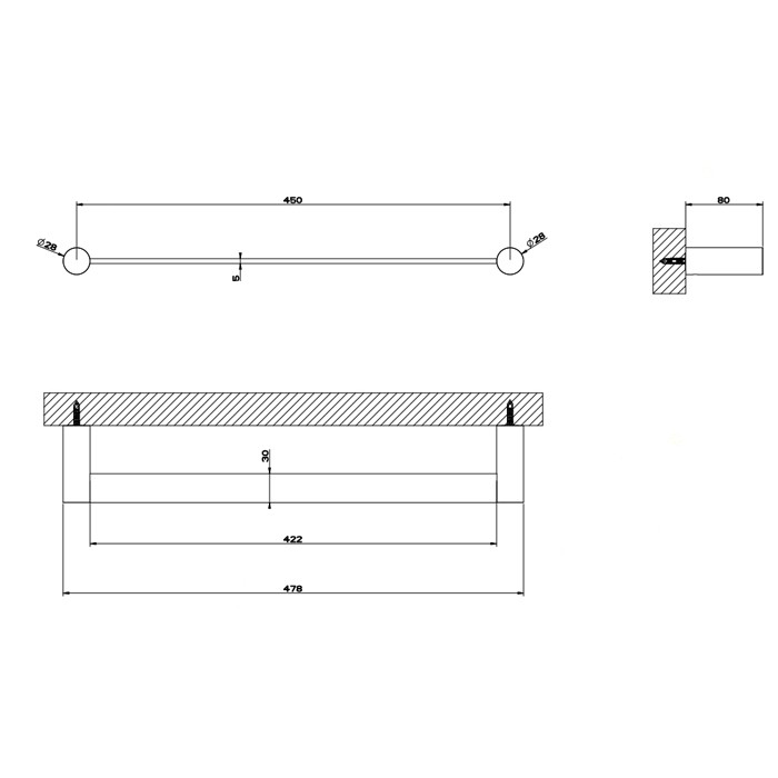 Gessi Полотенцедержатель, 45 см, подвесной, 316, 54800#239 цвет: шлифованная сталь