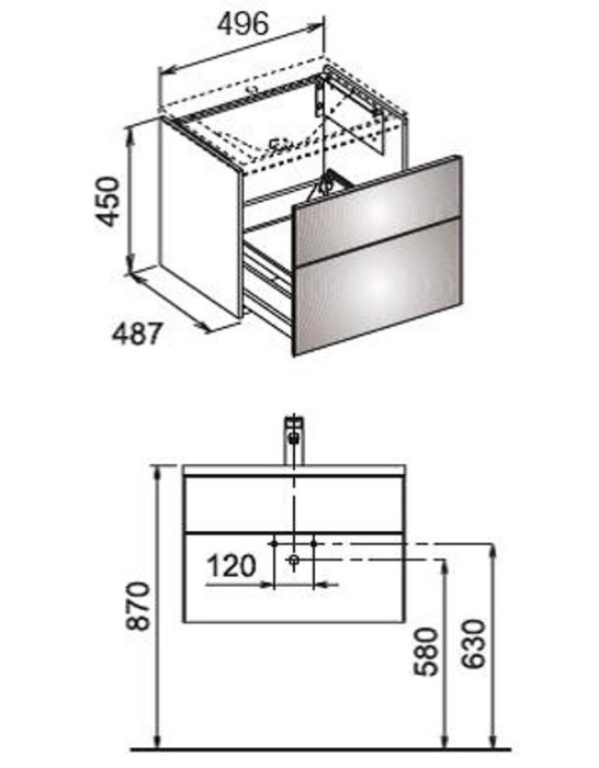 Keuco тумба под раковину 496x450x487 мм 1 ящик, royal reflex, арт. 34040 210000