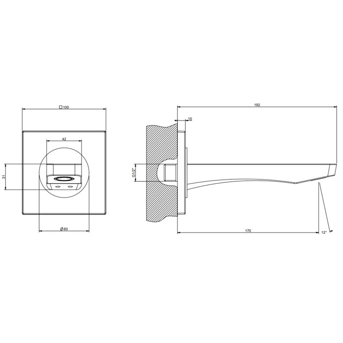 Gessi Излив для ванны с удаленным управлением, Rilievo, 59103#031 цвет: хром