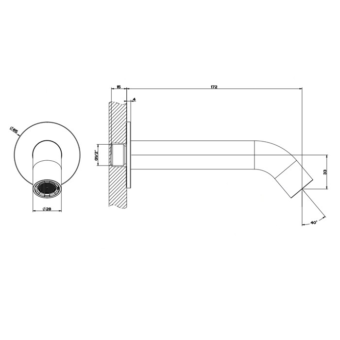 Gessi Излив для ванны с удаленным управлением, Bath316, 54008#239 цвет: шлифованная сталь
